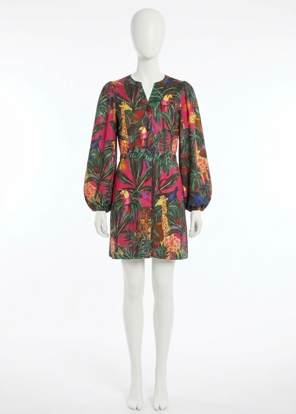 NEW ALDEN ADAIR athena puff sleeve dress in animal kingdom